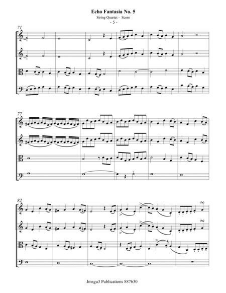 Sweelinck: Echo Fantasia No. 5 for String Quartet image number null