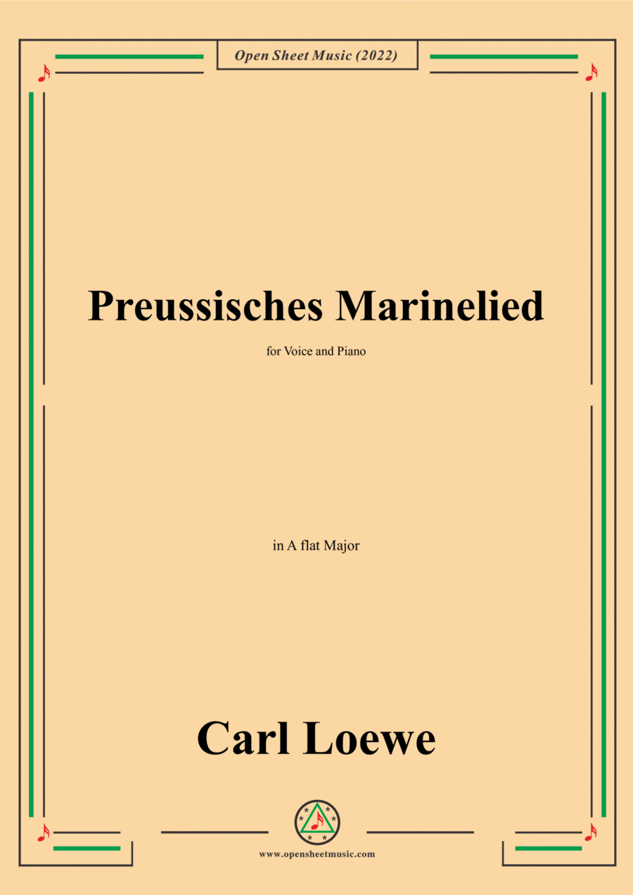 Loewe-Preussisches Marinelied,in A flat Major,for Voice and Piano Voice Solo scores gallery preview page 1