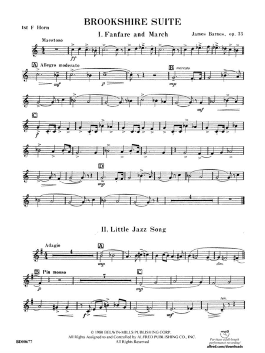 Brookshire Suite: 1st F Horn Concert Band scores gallery preview page 1