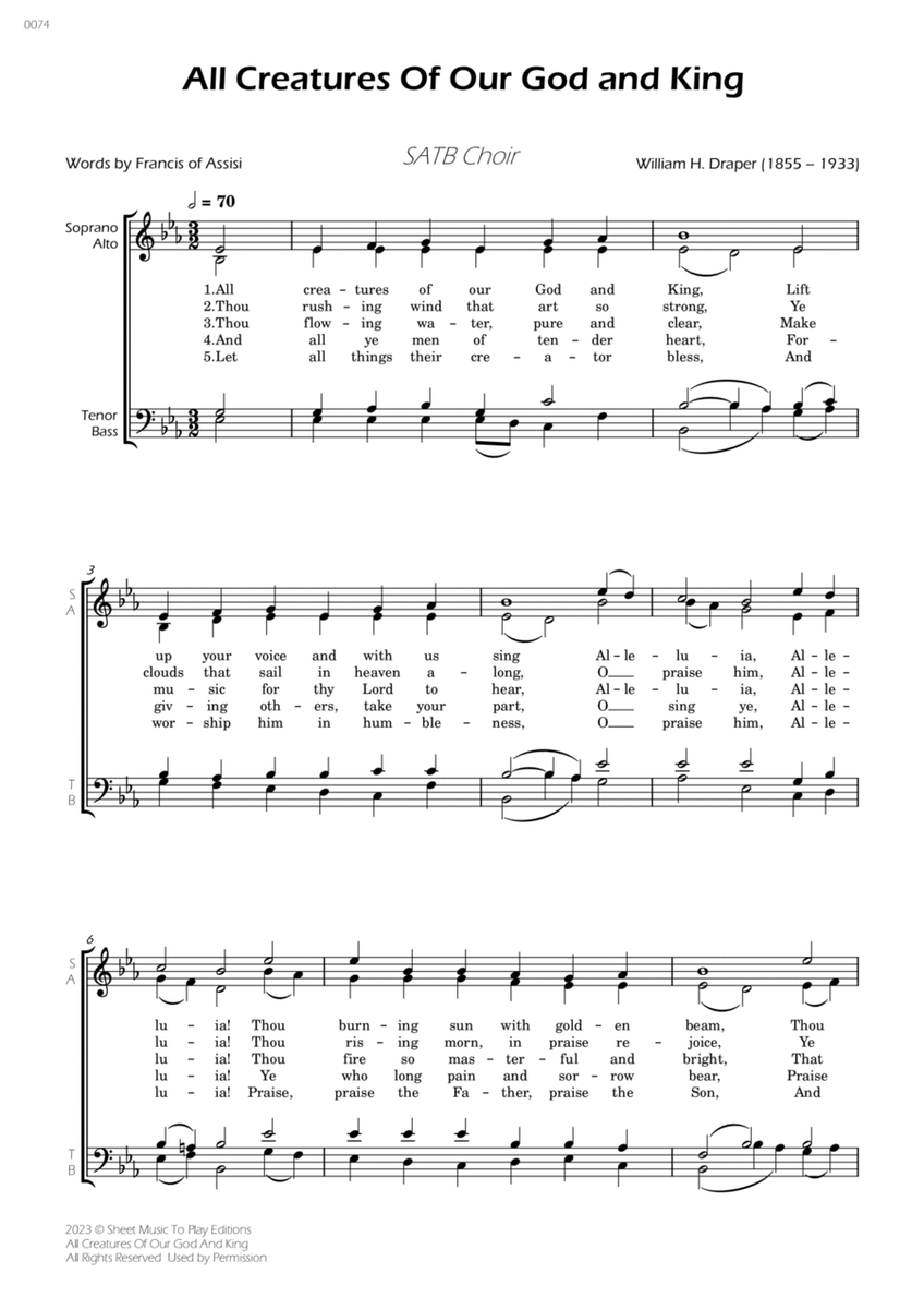 All Creatures Of Our God And King - SATB Choir image number null