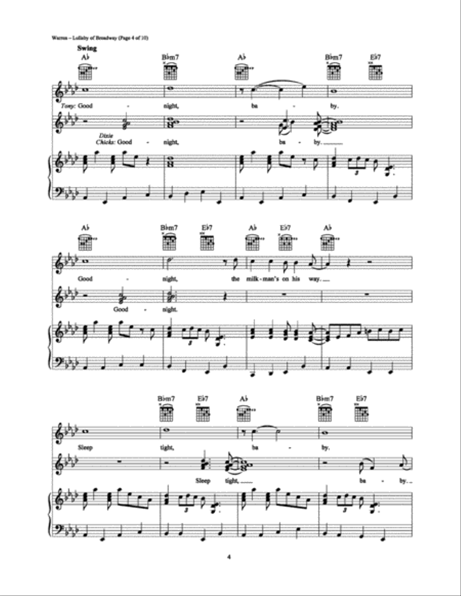 Lullaby of Broadway Piano, Vocal, Guitar scores gallery preview page 4