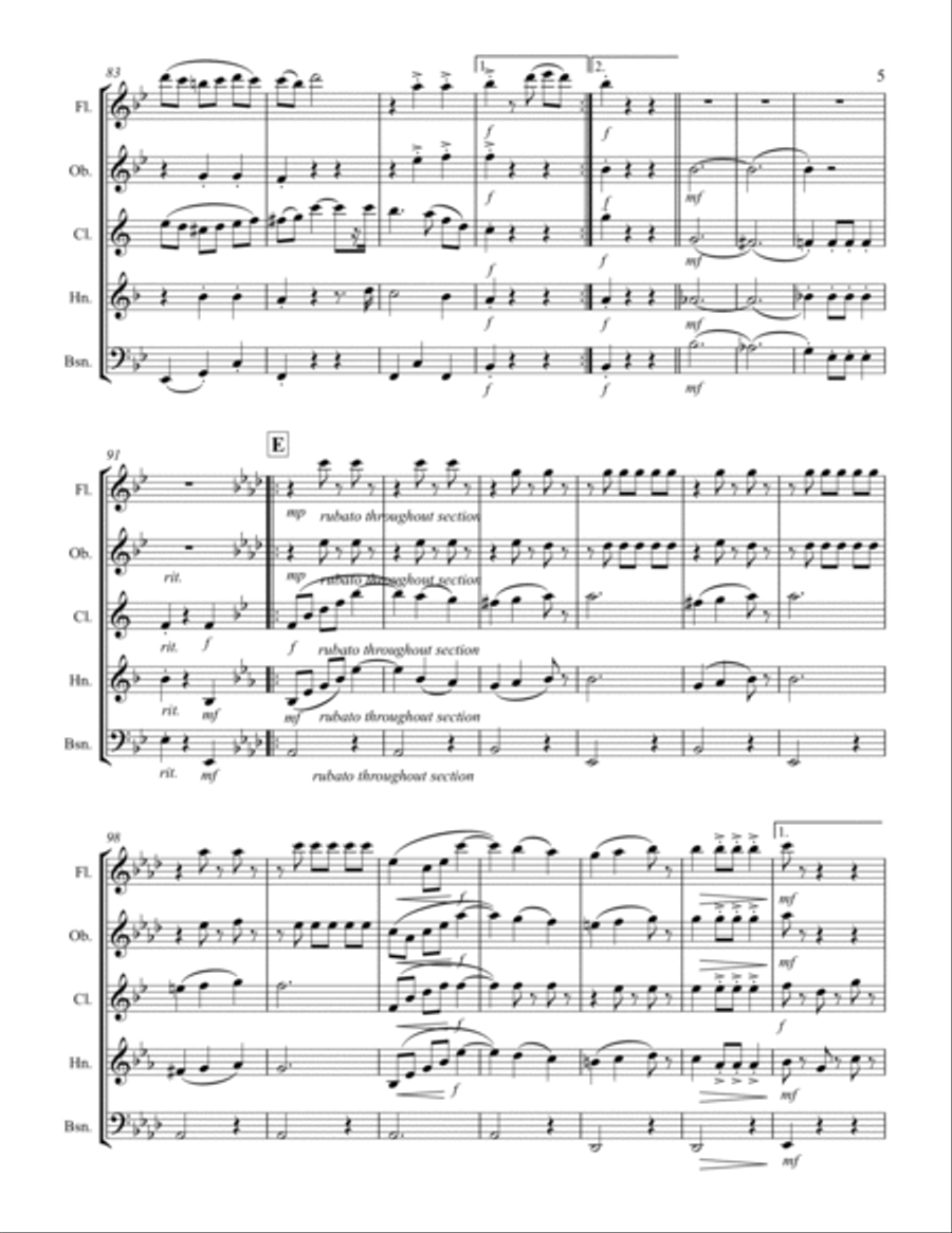 The Blue Danube (for Woodwind Quintet) Woodwind Quintet scores gallery preview page 6