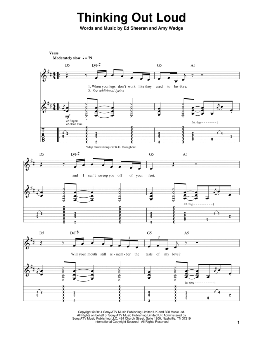 Thinking Out Loud Thinking Out Loud Electric Guitar scores gallery preview page 1