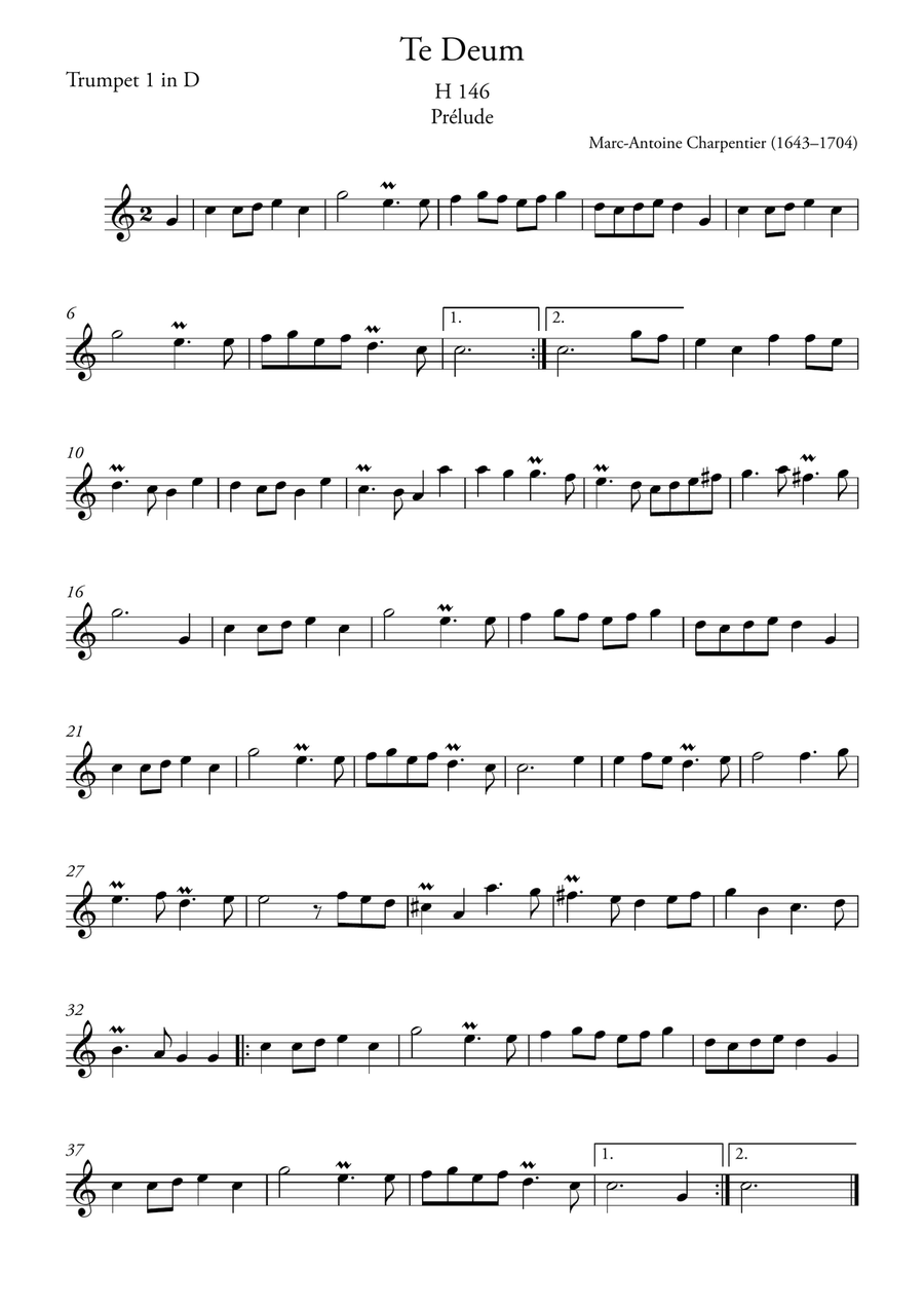 Te Deum Prelude (for 2 Trumpets in D and Piano) Trumpet Duet scores gallery preview page 4