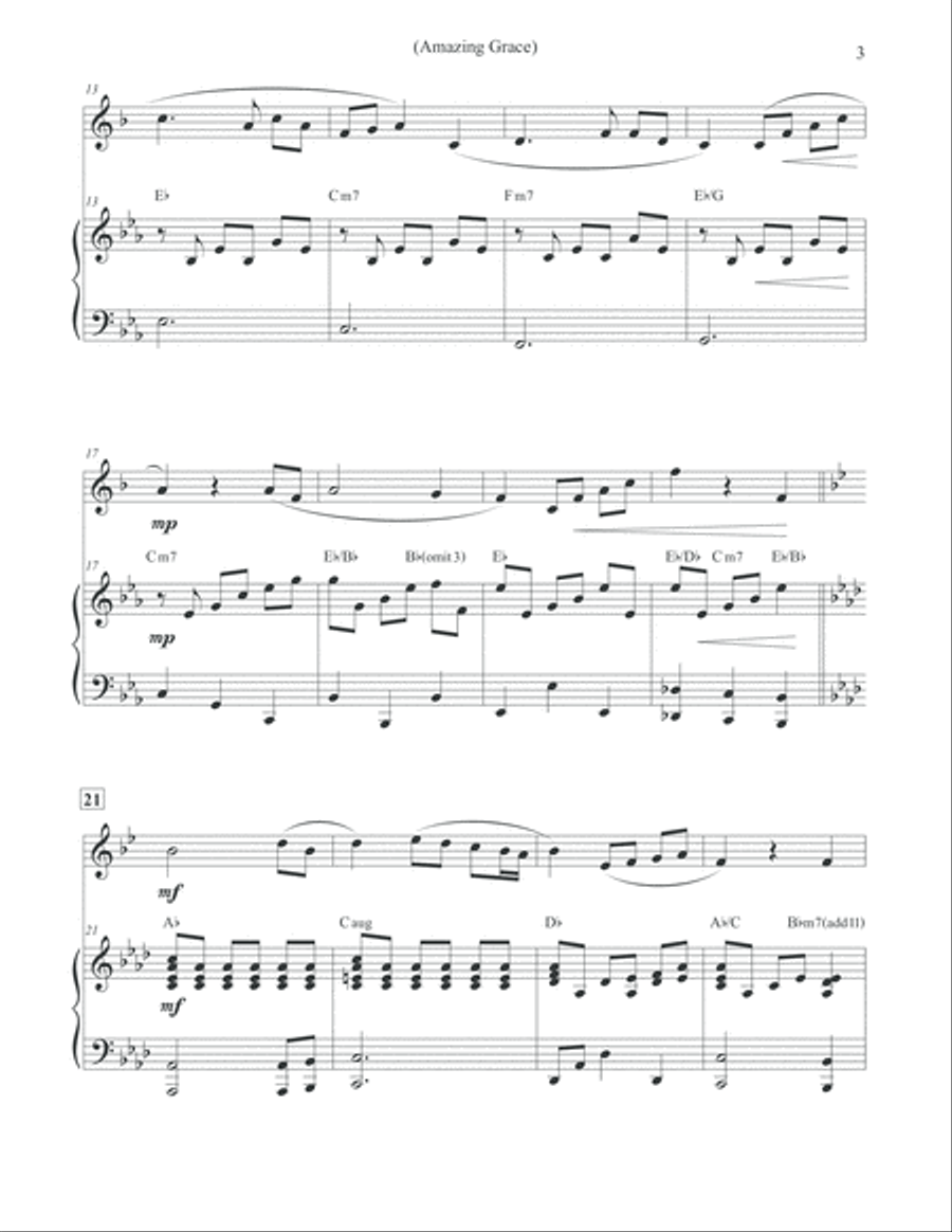 Amazing Grace - Solo Clarinet & Piano Clarinet Solo scores gallery preview page 3