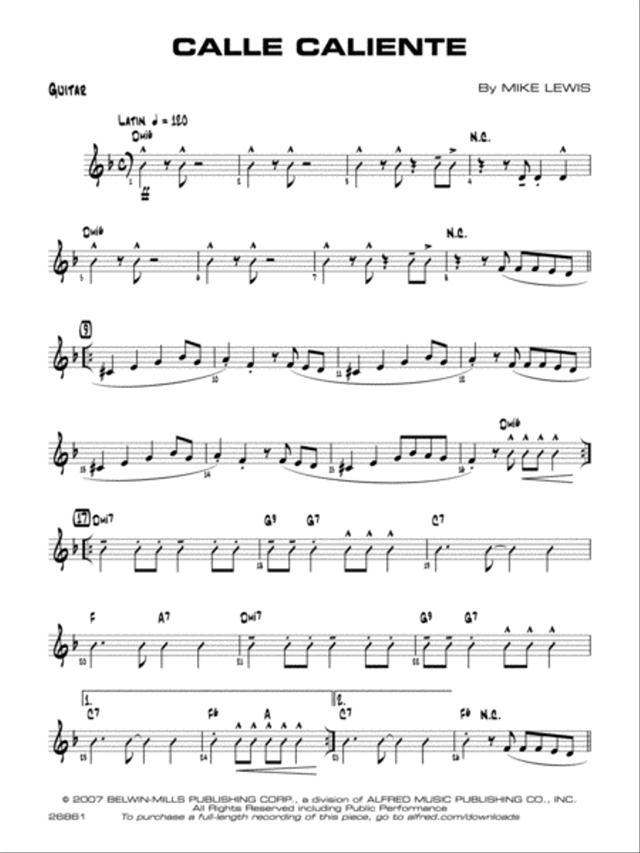 Calle Caliente: Guitar Jazz Ensemble scores gallery preview page 1