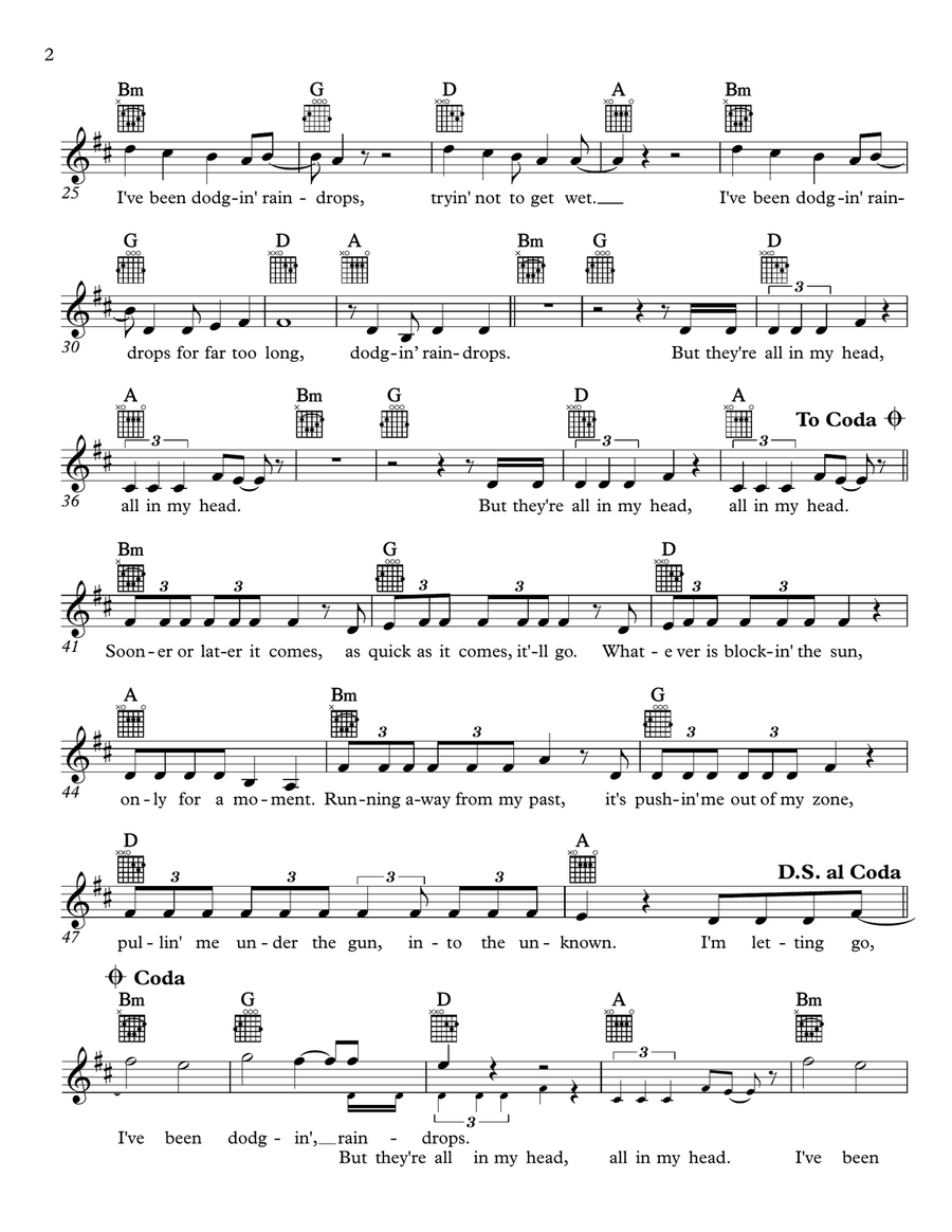 Dodging Raindrops Piano scores gallery preview page 2