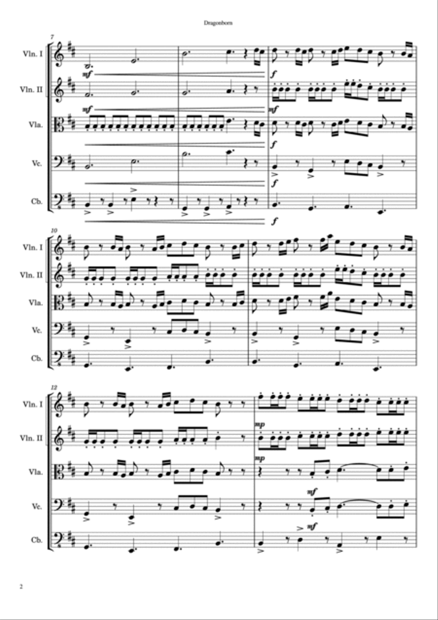 Dragonborn (skyrim Theme) String Orchestra scores gallery preview page 3