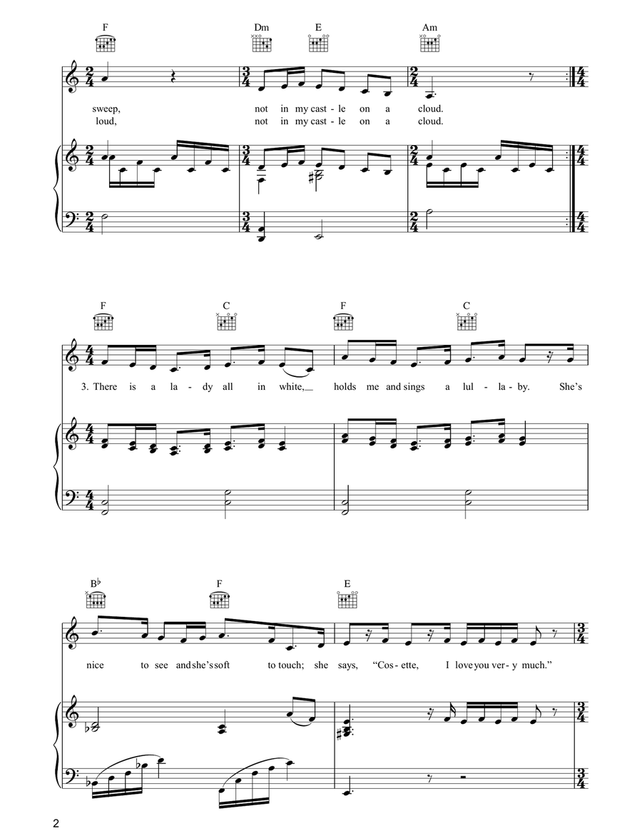 Castle On A Cloud Piano, Vocal, Guitar scores gallery preview page 2