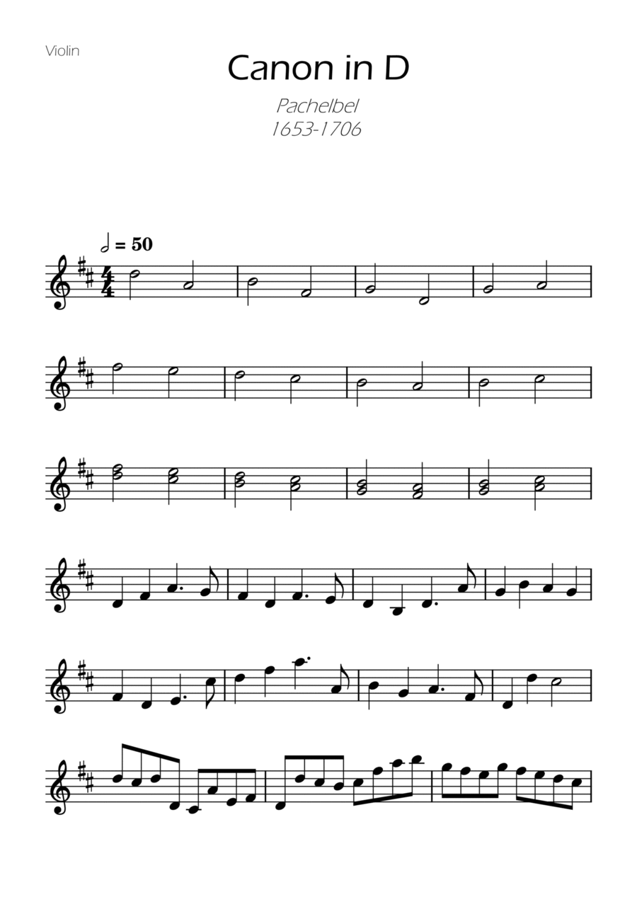 Canon in D Easy Violin Solo