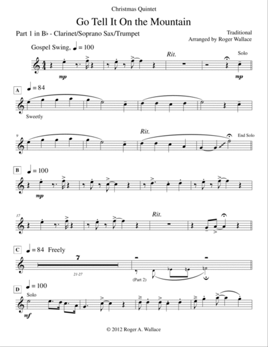 Go Tell It On the Mountain (Brass Quintet) Brass Quintet scores gallery preview page 6