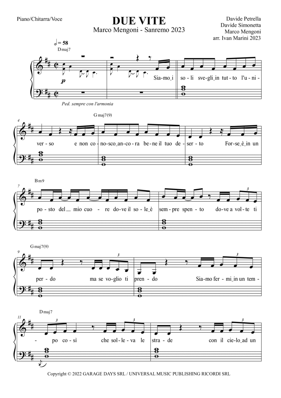 Due Vite Piano scores gallery preview page 1