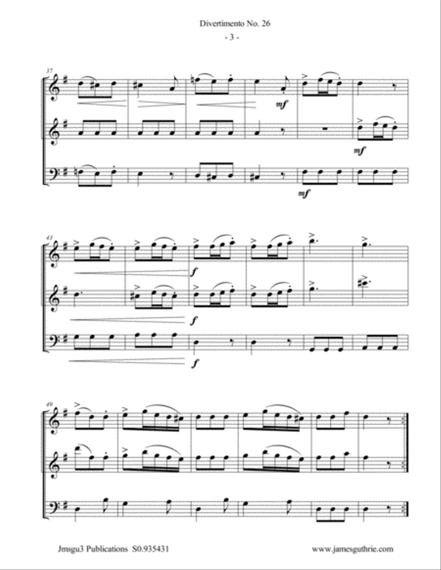 Haydn: Divertimento No. 26, Trio for Oboe Duo & Bassoon Woodwind Trio scores gallery preview page 3