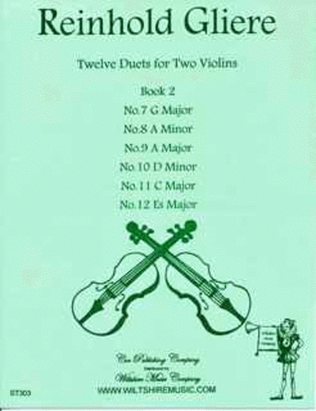 Book cover for Twelve Duets for tow Violins, Book 2, (#'s 7-12)
