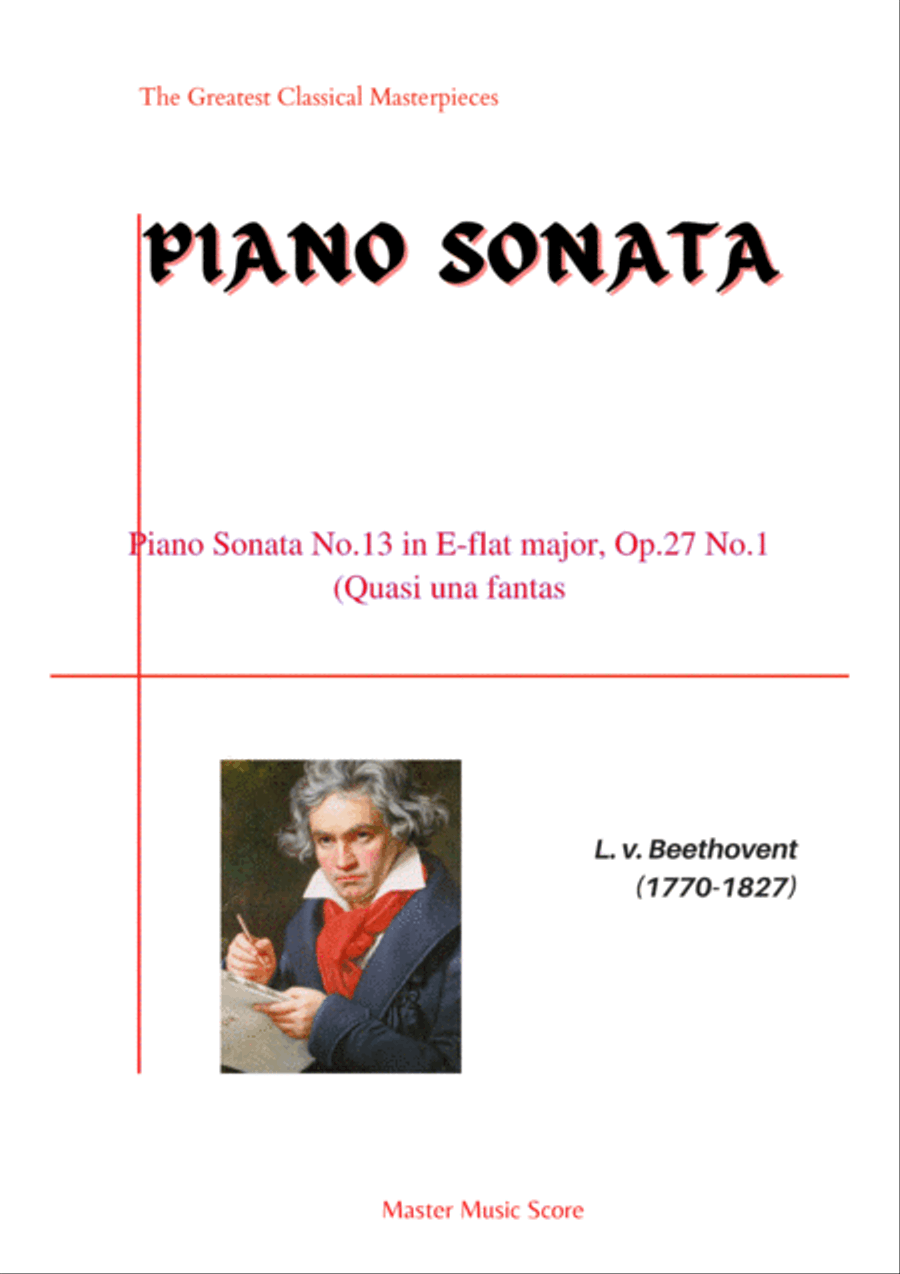 Book cover for Beethoven-Piano Sonata No.13 in E♭major, Op.27 No.1 (Quasi una fantas