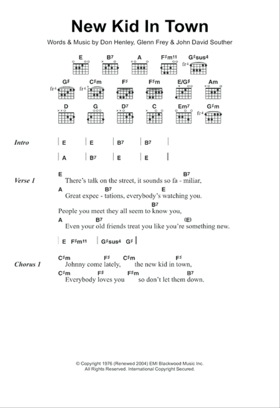 New Kid In Town New Kid In Town Guitar scores gallery preview page 1