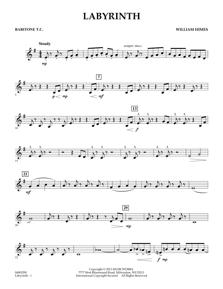 Labyrinth - Baritone T.C. Concert Band scores gallery preview page 1