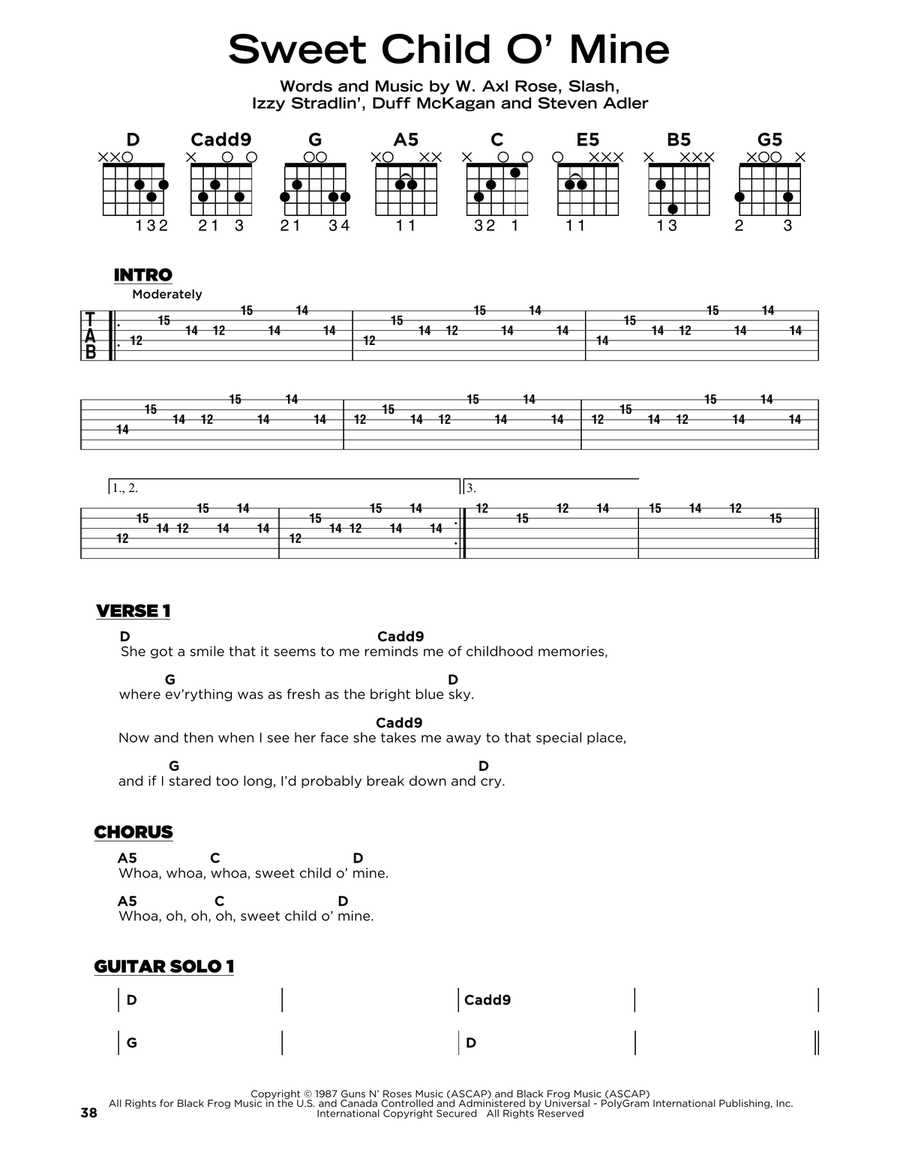 Sweet Child O' Mine Acoustic Guitar scores gallery preview page 1