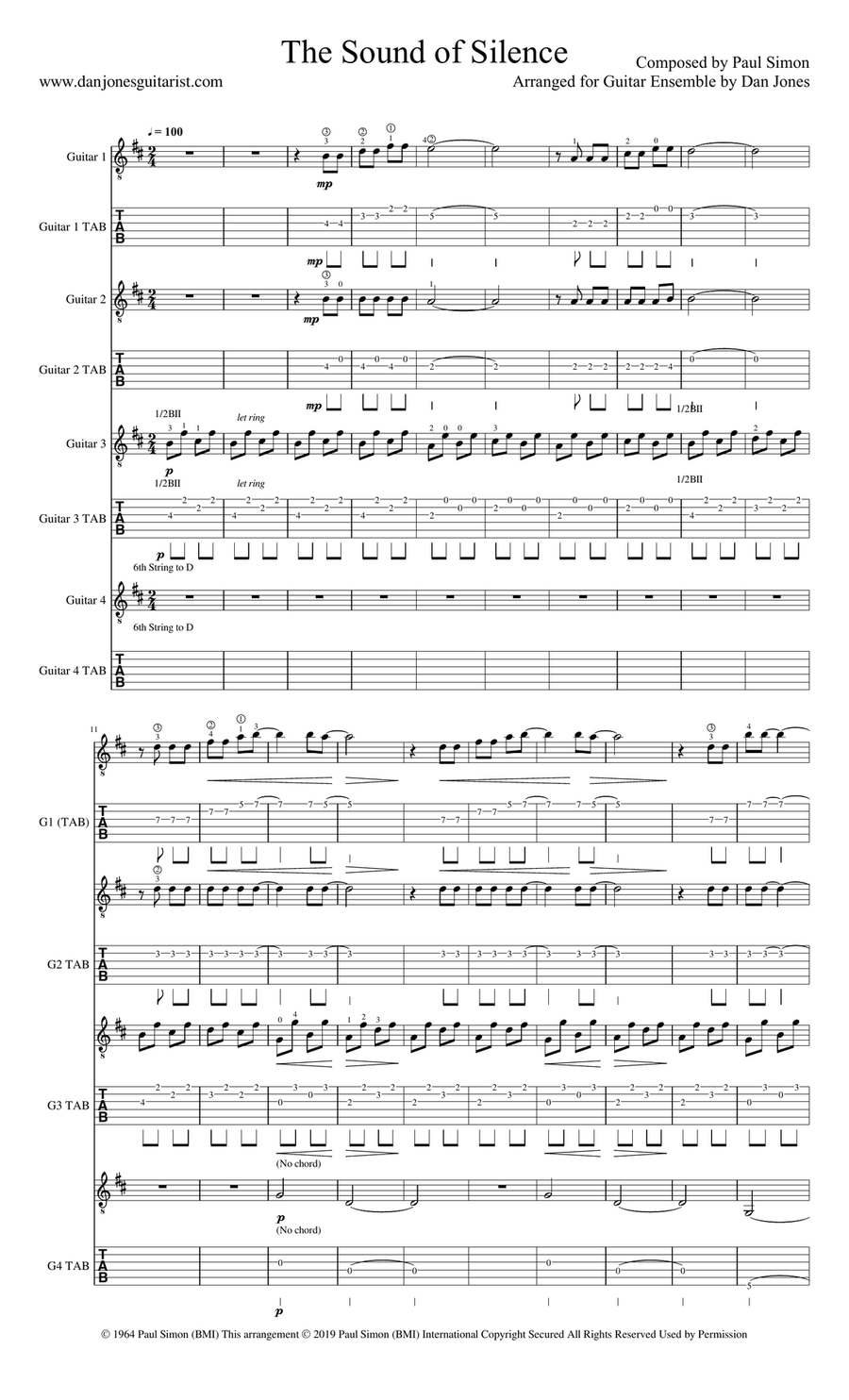 The Sound Of Silence Guitar Ensemble scores gallery preview page 1