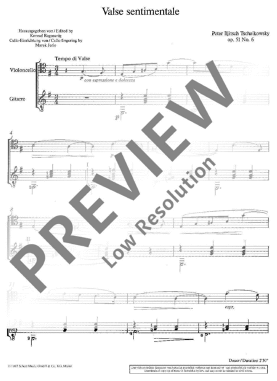 Valse sentimentale Cello scores gallery preview page 4