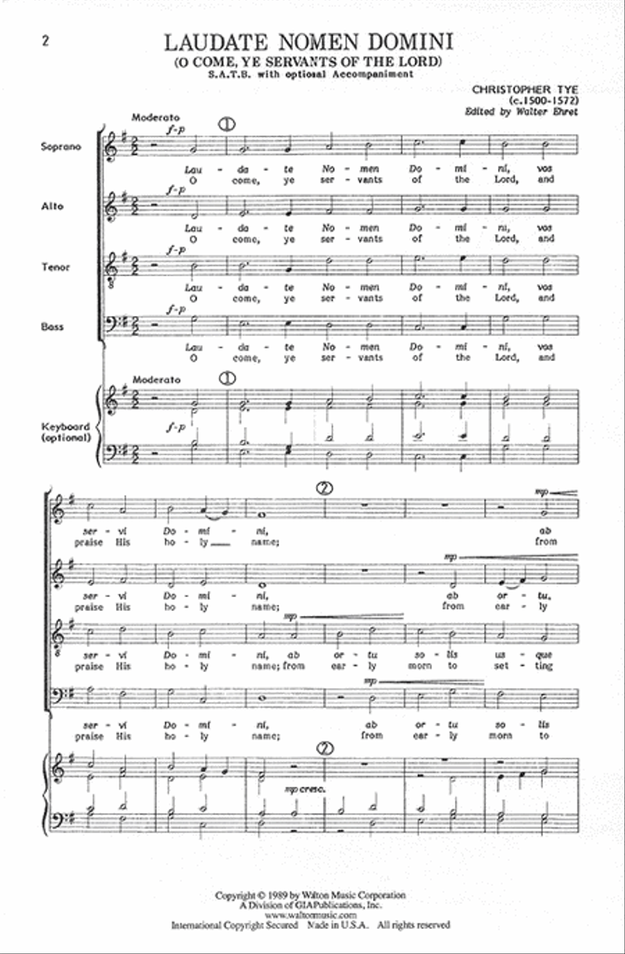Laudate nomen Domini (O Come, Ye Servants of the Lord) 4-Part scores gallery preview page 2