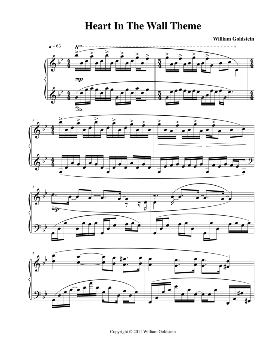 Heart In The Wall Theme Piano Solo scores gallery preview page 1