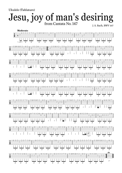 JESU, JOY OF MAN'S DESIRING by Bach - easy version for Ukulele (Tablature) and piano with chords image number null