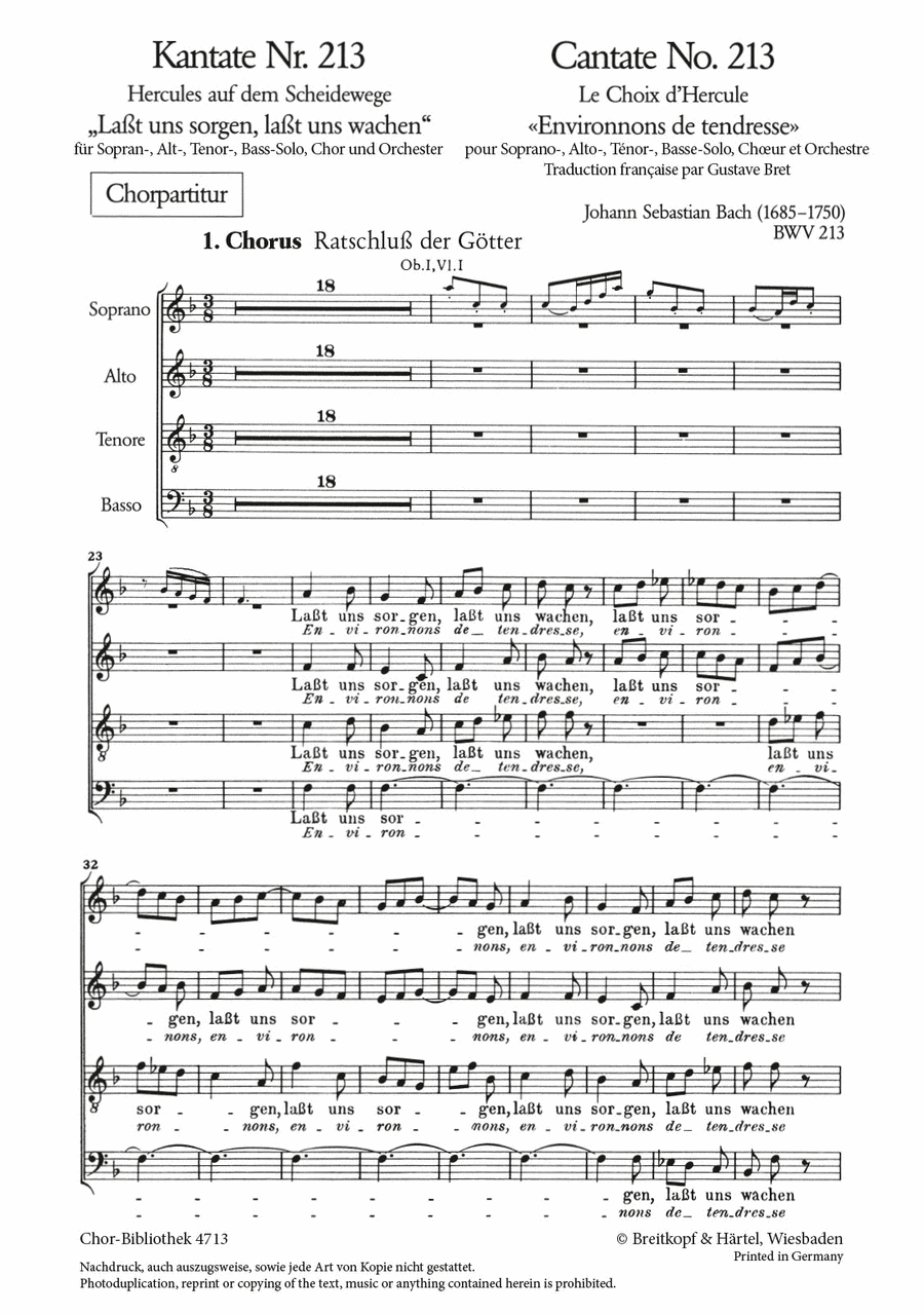 Cantata BWV 213 "Lasst uns sorgen, lasst uns wachen"