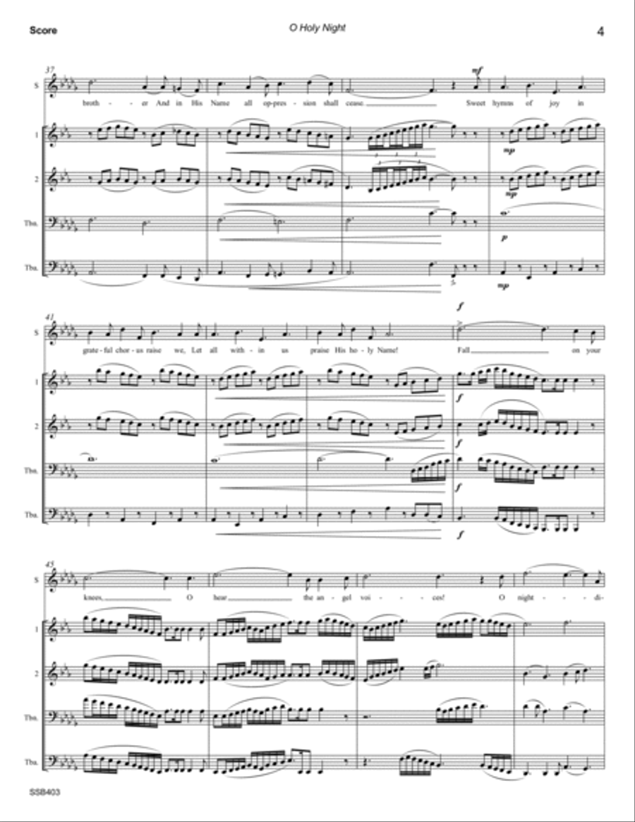 O HOLY NIGHT - SOPRANO SOLO with BRASS QUARTET Small Ensemble scores gallery preview page 4