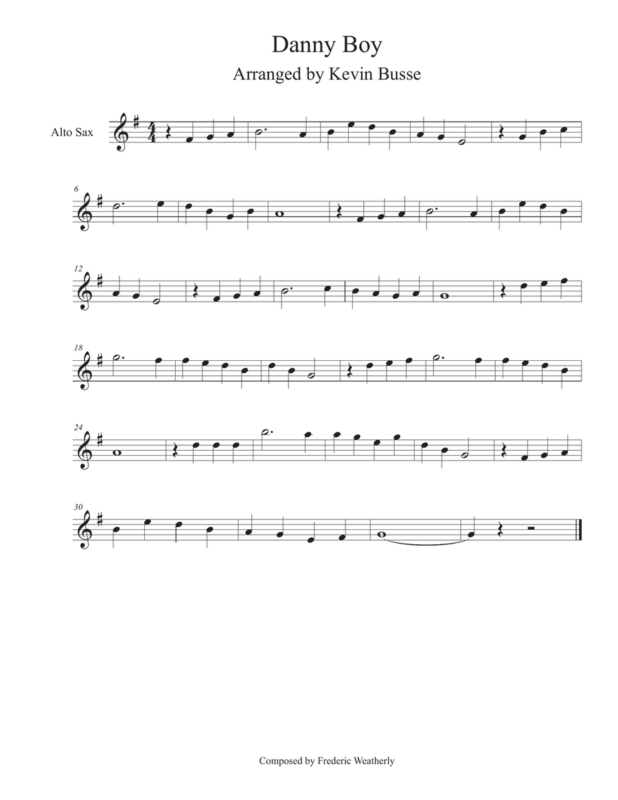 Danny Boy - Alto Sax Alto Saxophone scores gallery preview page 1