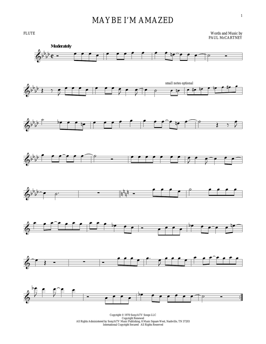 Maybe I'm Amazed Maybe I'm Amazed Flute Solo scores gallery preview page 1