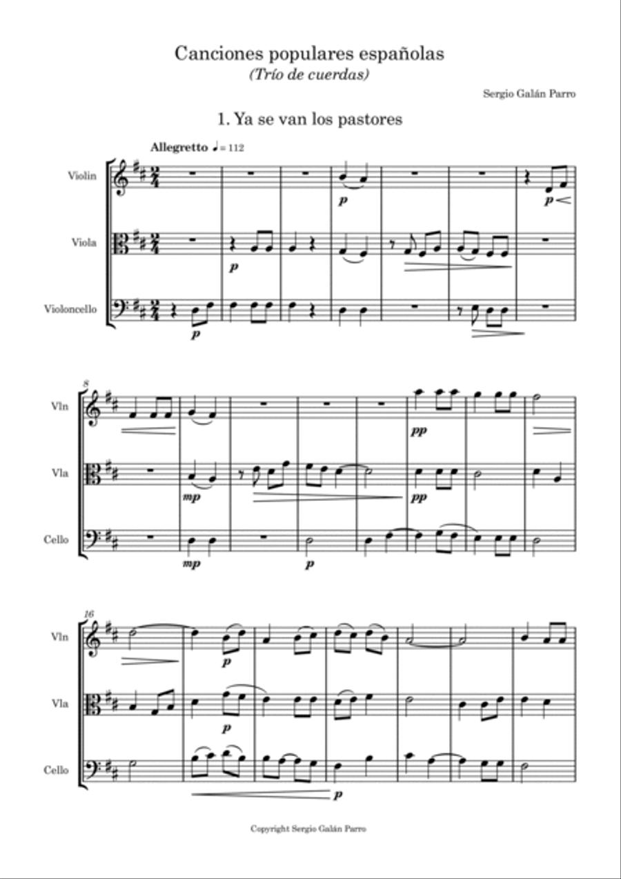 Melodías populares españolas para trío de cuerdas String Trio scores gallery preview page 2