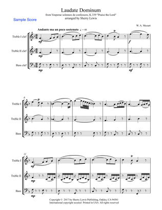 LAUDATE DOMINUM, Mozart, Intermediate Level, Trio for 2 treble and one bass instrument