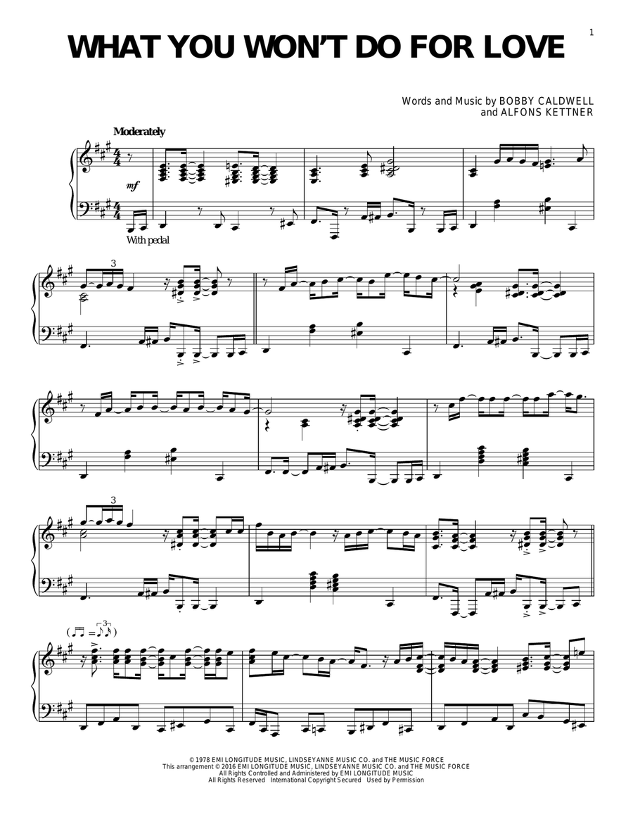What You Won't Do For Love Piano Solo scores gallery preview page 1
