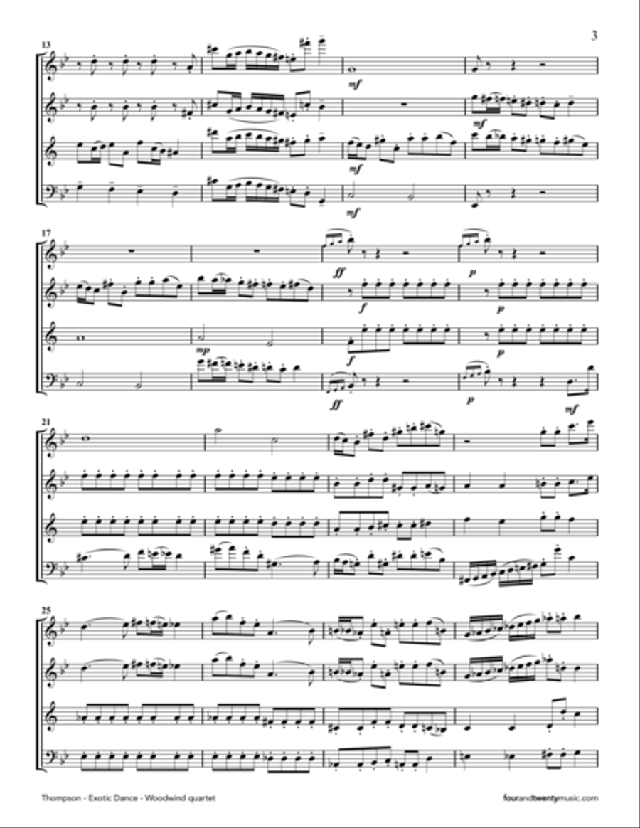 Exotic Dance for woodwind quartet Woodwind Quartet scores gallery preview page 3