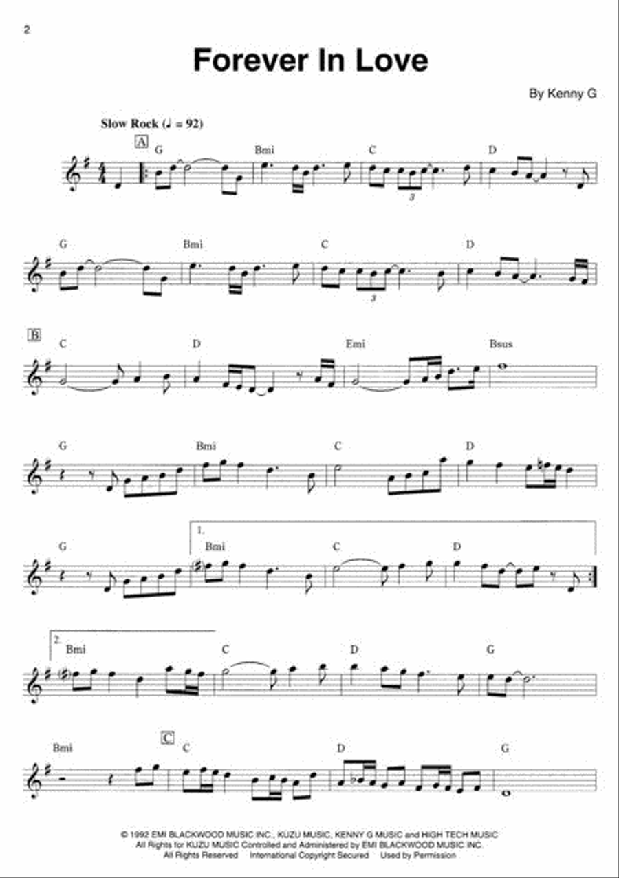 Kenny G – Easy Solos for Saxophone Saxophone Solo scores gallery preview page 2