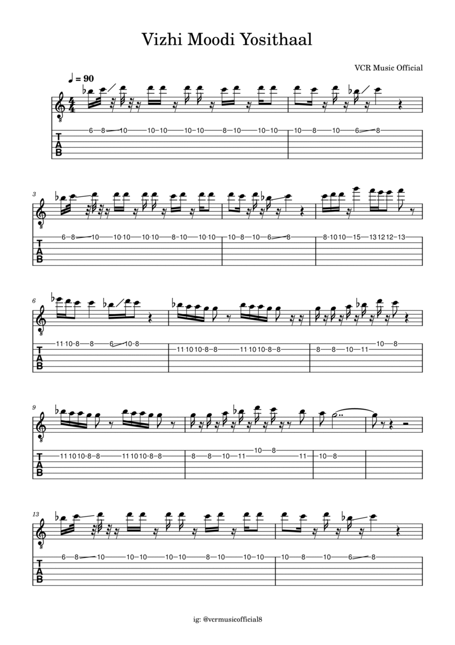 Vizhi Moodi Yosithaal Acoustic Guitar scores gallery preview page 1