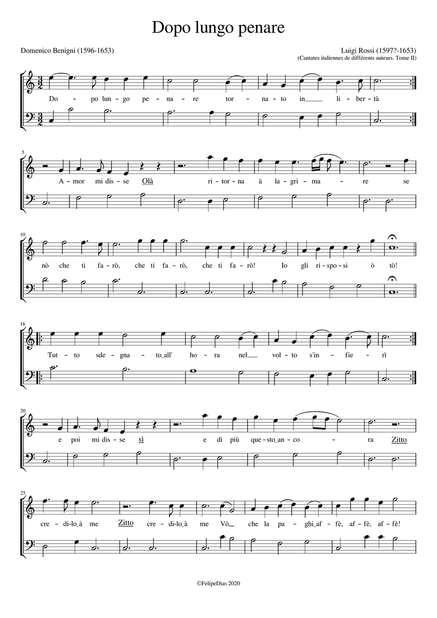 Dopo lungo penare Voice Solo - Digital Sheet Music