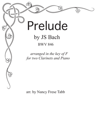 Book cover for Bach Prelude in C (BWV 846) arranged for Two Bb Clarinets and Piano
