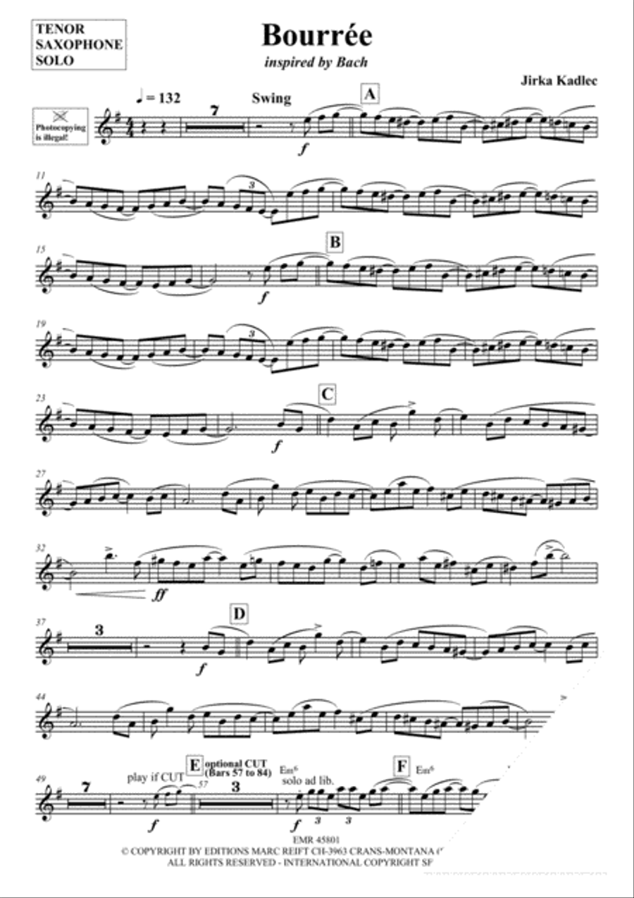 Bourree Tenor Saxophone scores gallery preview page 3