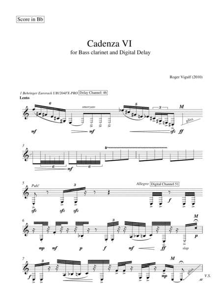 Cadenza VI for Solo Bass Clarinet