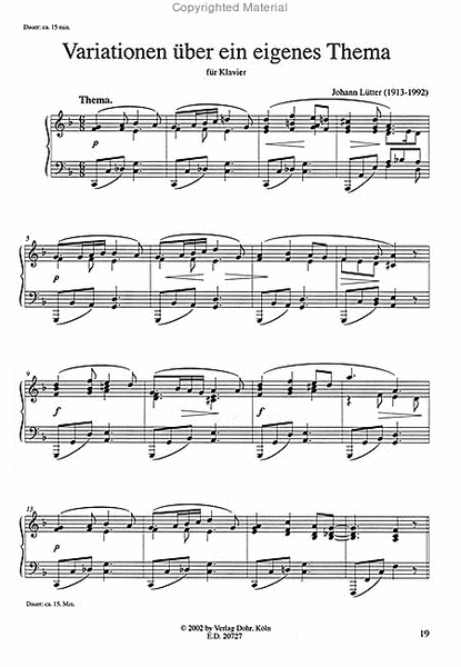 Variationen für Klavier (über ein Thema von Johannes Brahms und über ein eigenes Thema)