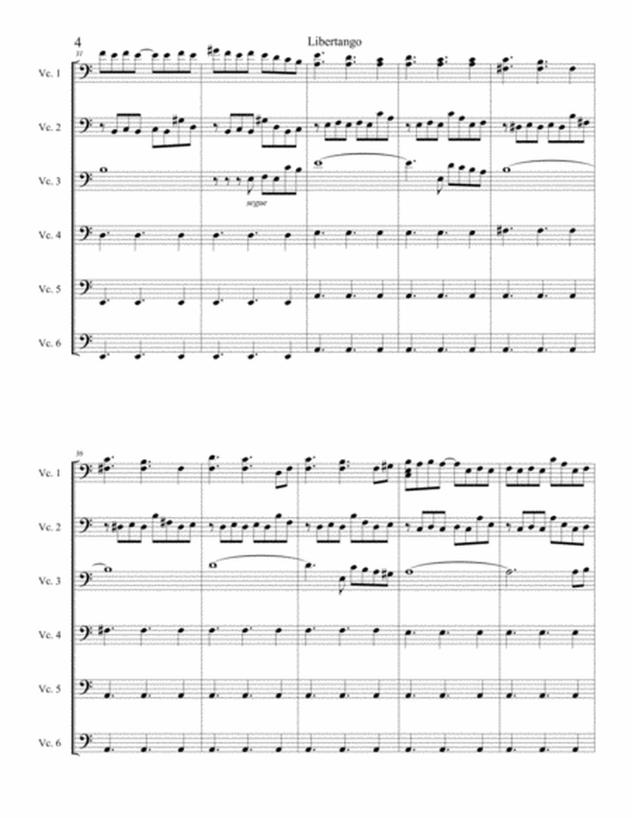 Libertango for Cello Sextet (6 Cellos)