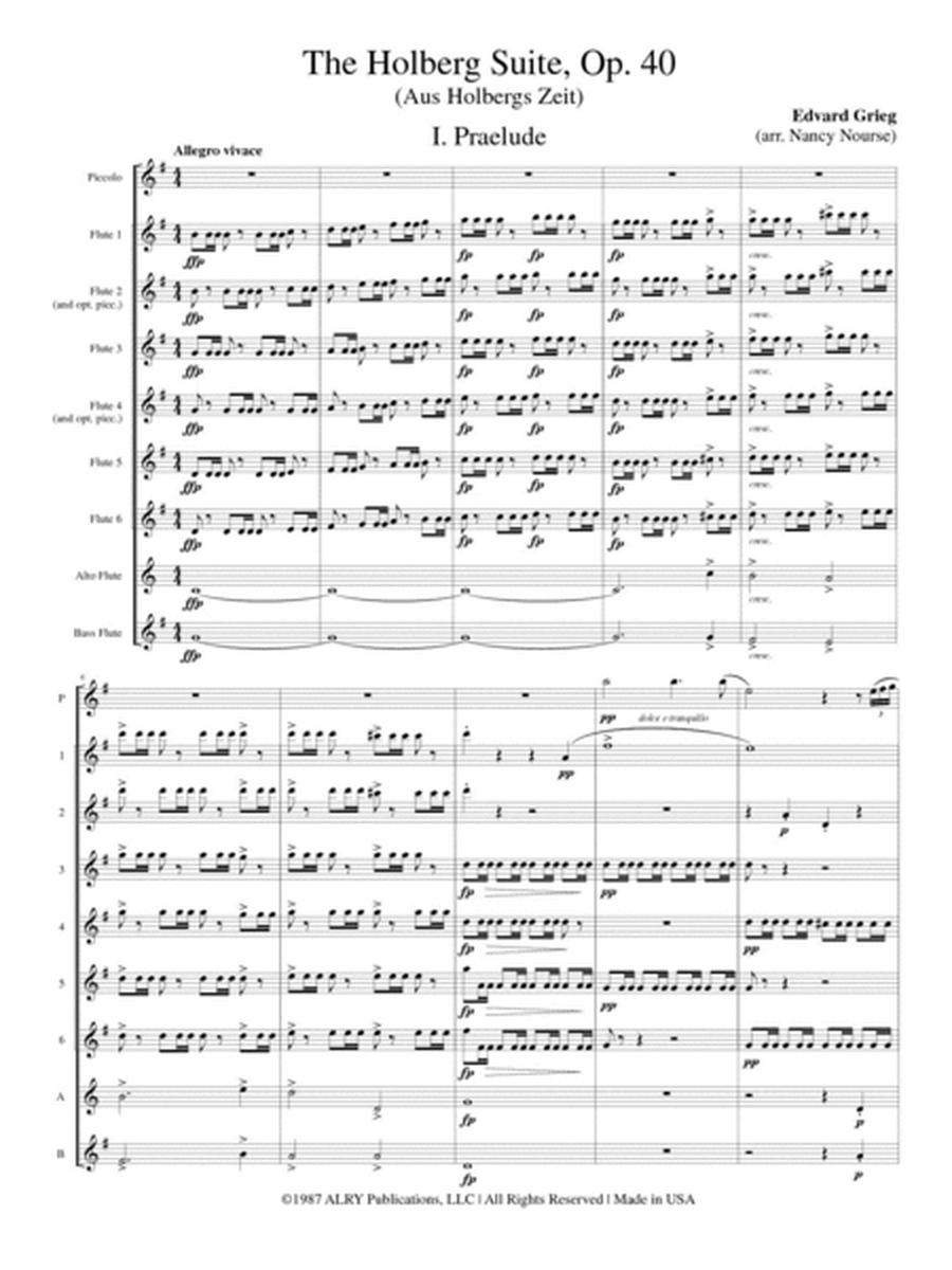 The Holberg Suite (Aus Holbergs Zeit) for Flute Choir