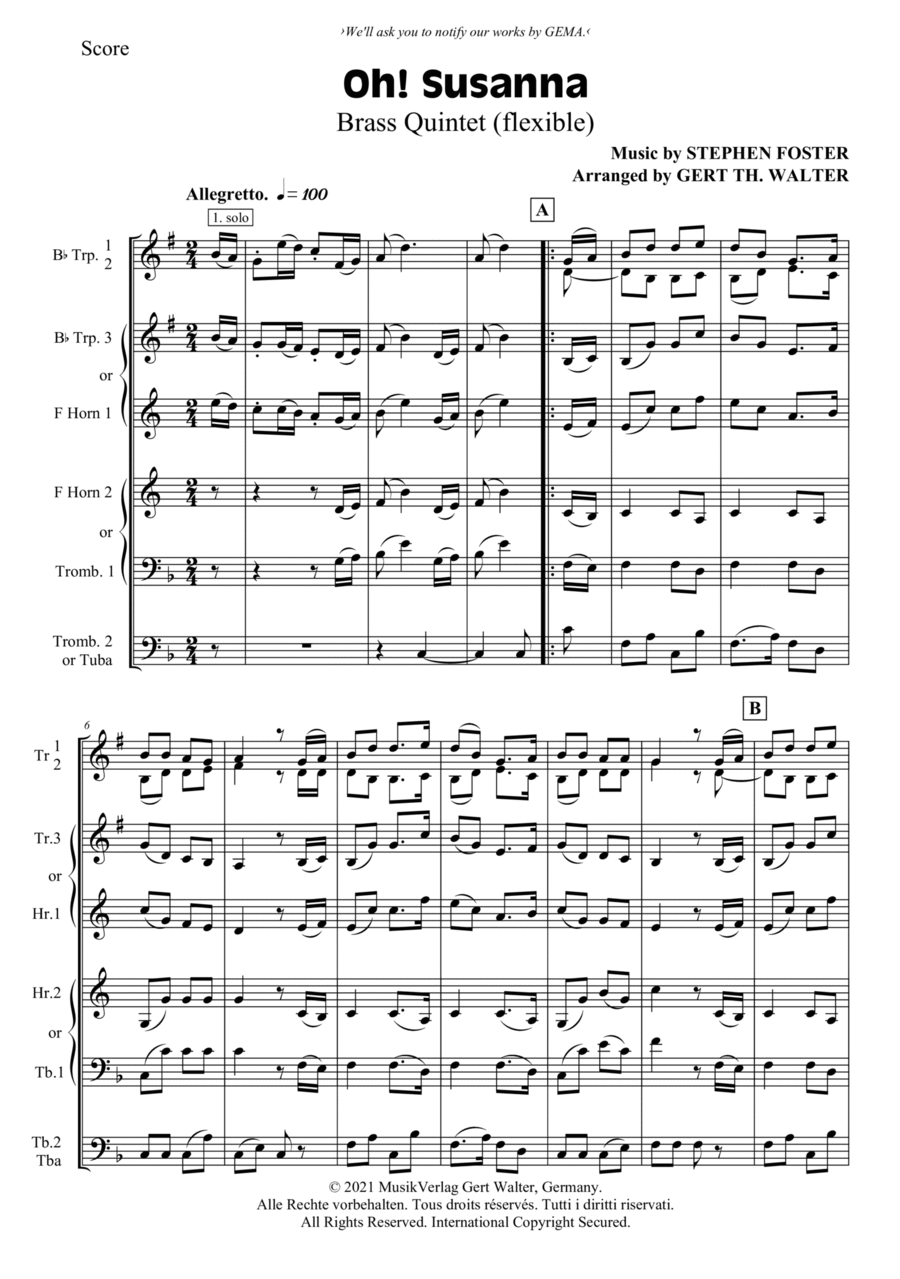 Oh! Susanna School and Community scores gallery preview page 1