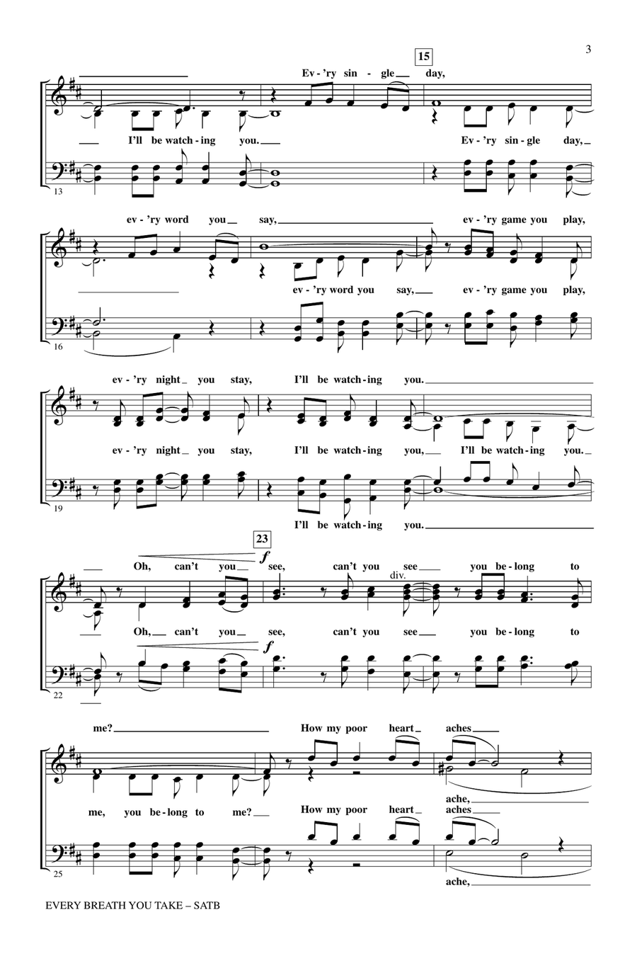 Every Breath You Take Every Breath You Take 4-Part scores gallery preview page 2
