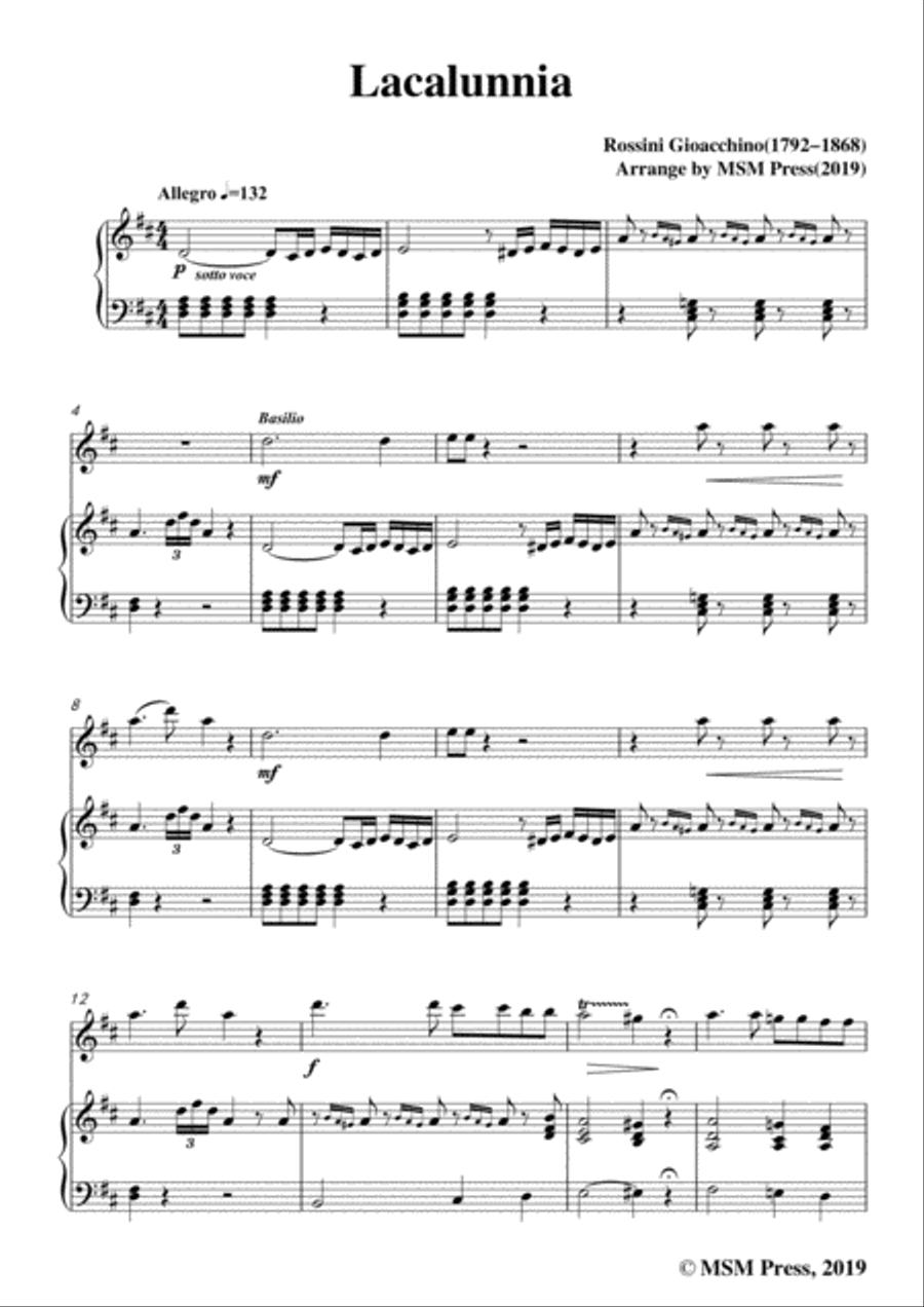 Rossini-La calunnia,for Flute and Piano Flute Solo scores gallery preview page 3