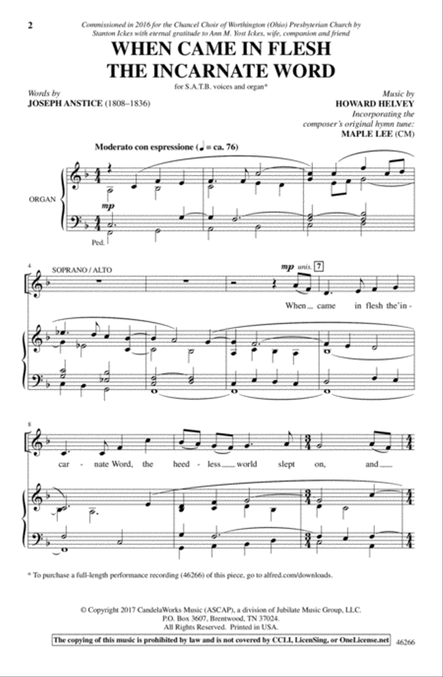 When Came in Flesh the Incarnate Word 4-Part scores gallery preview page 2
