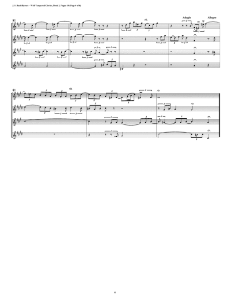 Fugue 10 from Well-Tempered Clavier, Book 2 (Saxophone Quartet) image number null