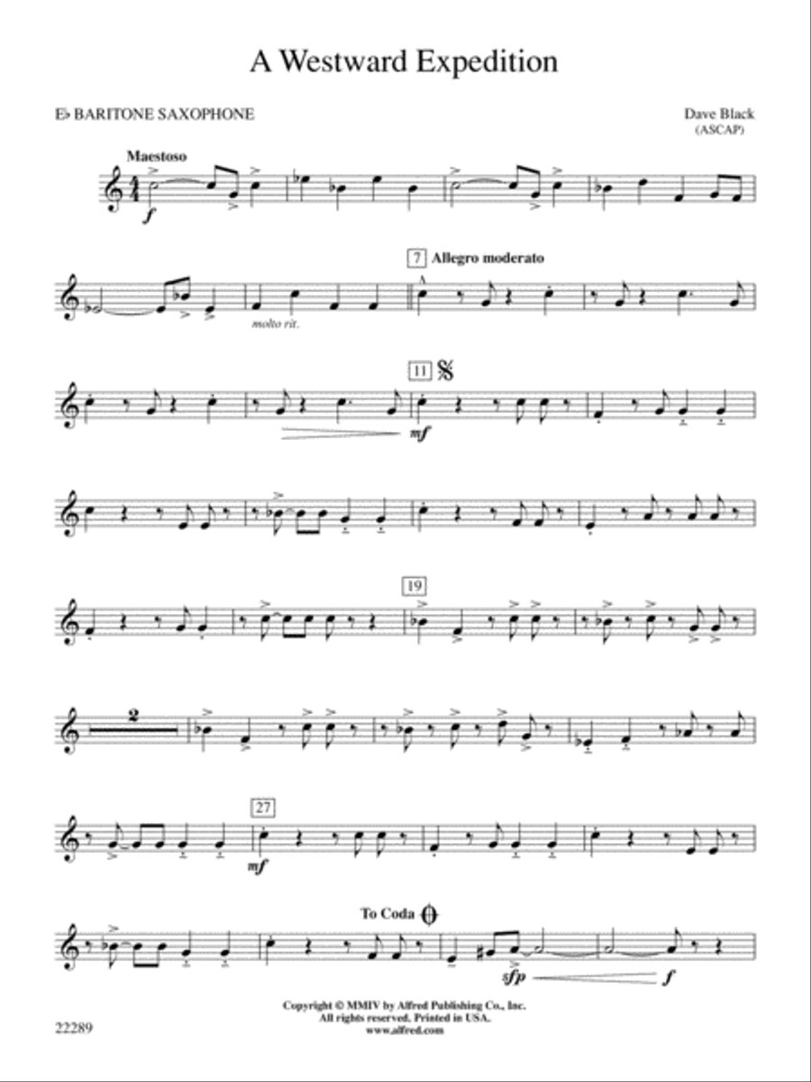 A Westward Expedition: E-flat Baritone Saxophone Concert Band scores gallery preview page 1